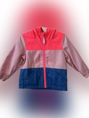 Cat & Jack Girl’s 2T Jacket Hooded Windbreaker Colorblock Pink & Blue
